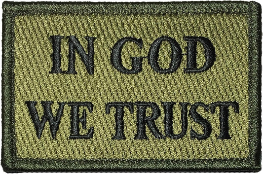 Tactical in GOD WE Trust Morale Patch 2"x3" - OD (Olive Drab) - by Ranger Return (RR-TACT-IGOD-00WE-TRST-00OD)