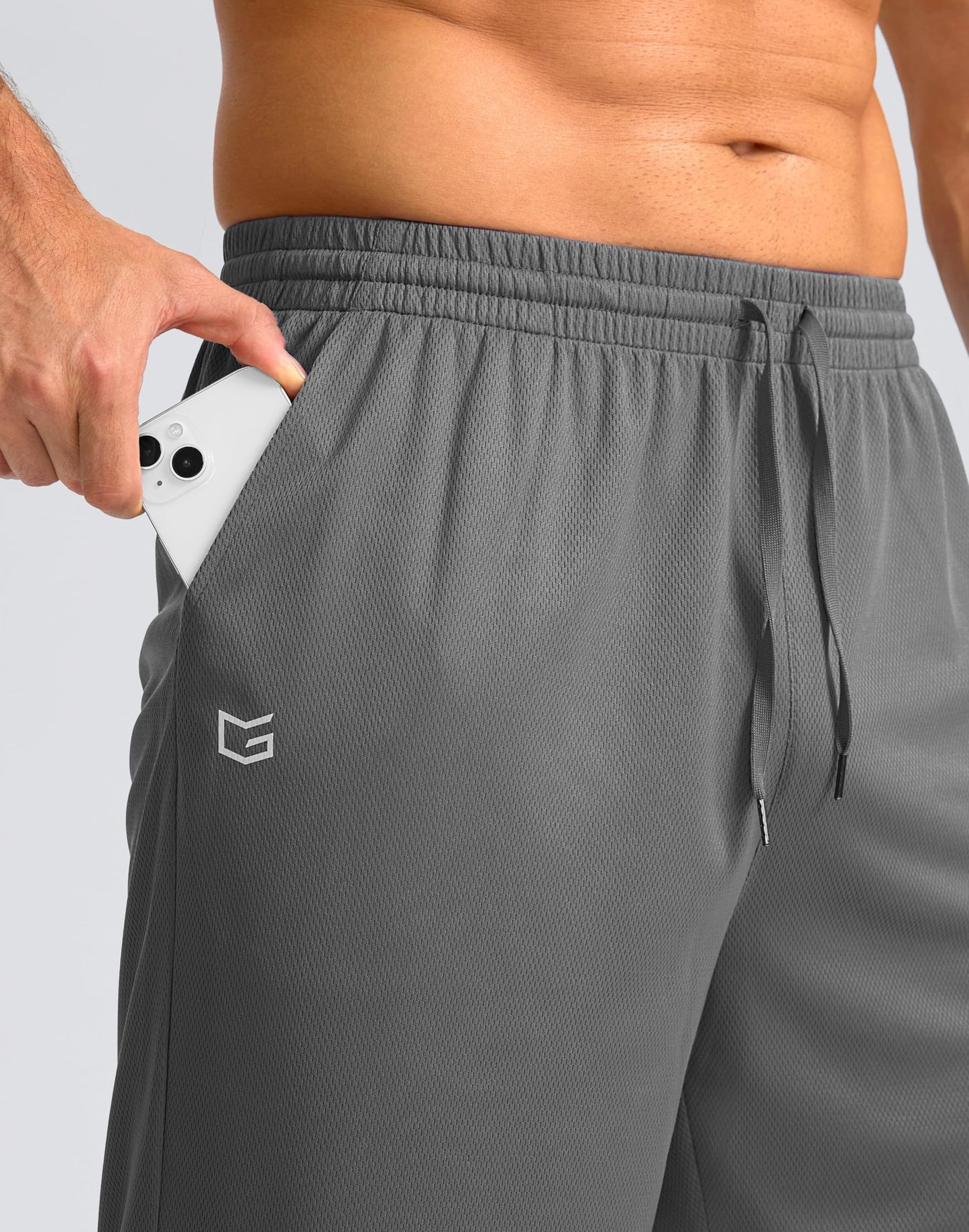 G Gradual Men's Athletic Shorts with Pockets 9" / 11" Long Basketball Shorts Lightweight Quick Dry Gym Workout Shorts for Men(Steel,XL)