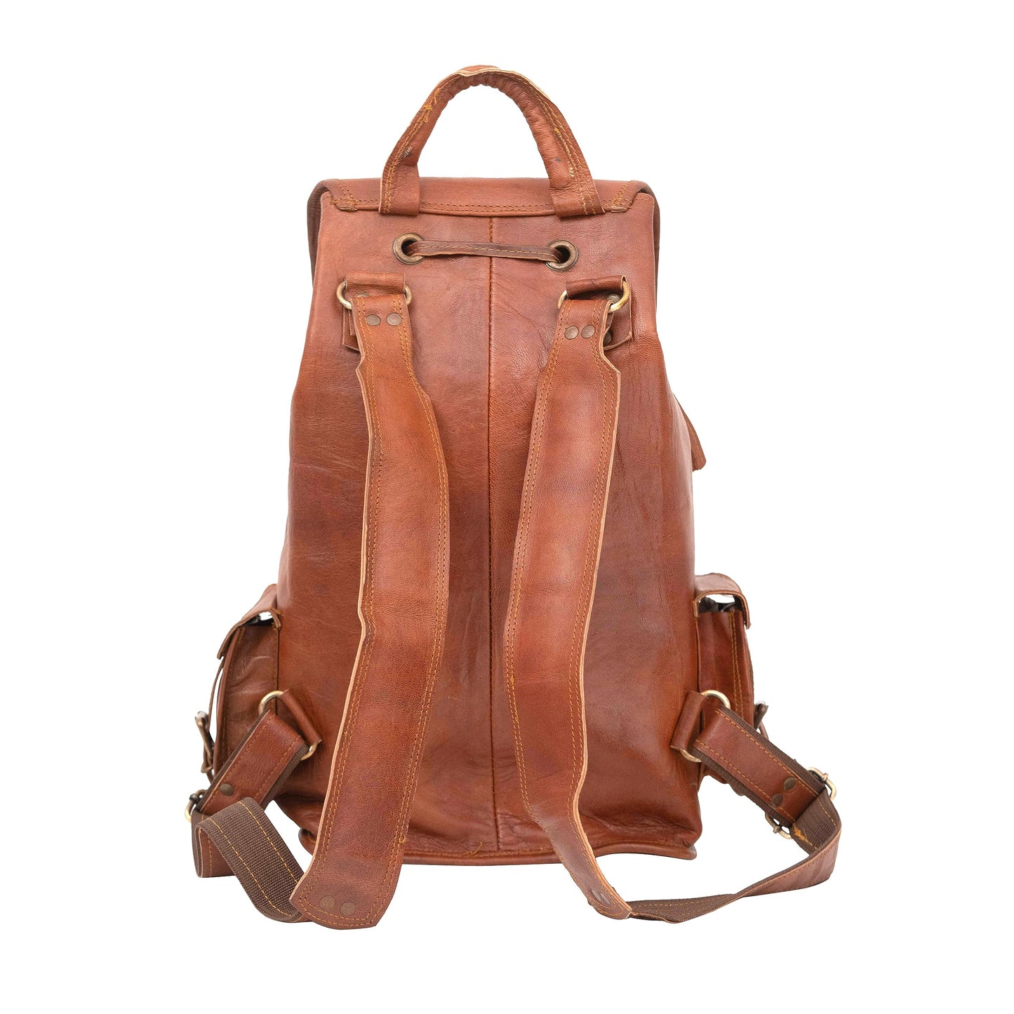 Shy Shy Let's Touch The Sky Rustic Vintage Leather Backpack Travel Rucksack knapsack Daypack Bag for Men Women Brown (24 inch)