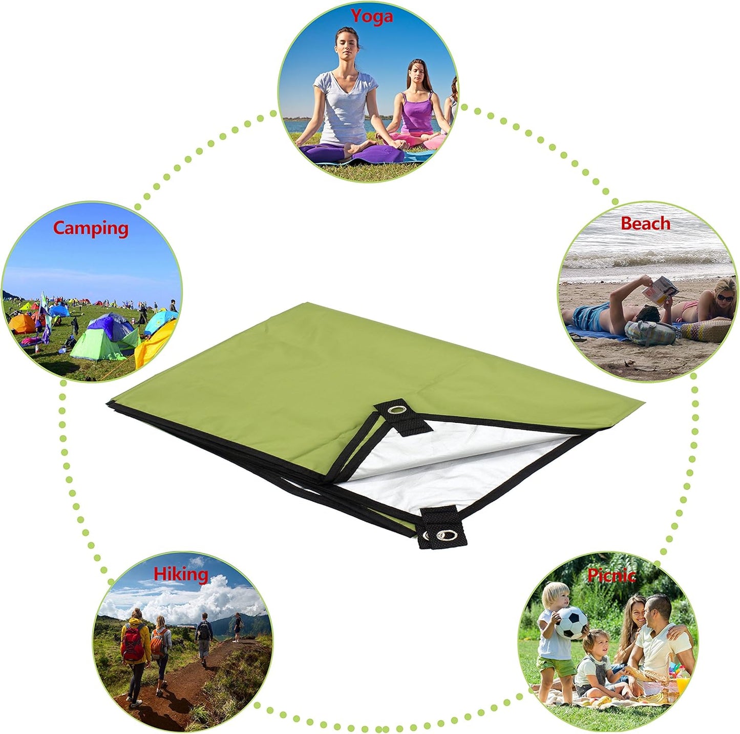 WoneNice 10x10 FT Waterproof Camping Tarp, Lightweight UV Protection Camping Cover for Tents, Beach, Picnics, Car and Adventure, Army Green