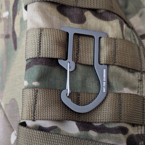 Molle Attachment Backpack Gear Tactical Aluminum Carabiner Snap D-Ring Clip Hook (Dark Grey)