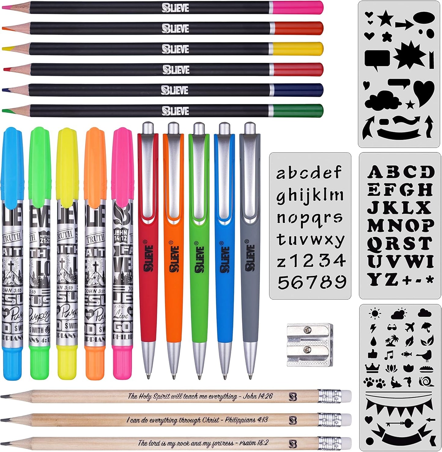 BLIEVE - Aesthetic Highlighters and Gel Pens With Soft Ink And Tip, Bible Highlighters and Pens No Bleed, Dry Fast Easy to Hold, for Bible Journaling Planner School Supplies (Pastel)