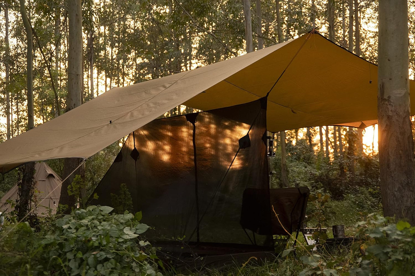 OneTigris Bulwark Camping Tarp, 100% Waterproof Bushcraft Shelter, Lightweight Hammock Rain Fly Portable Anti UV Large 12.8ft x 9.5ft