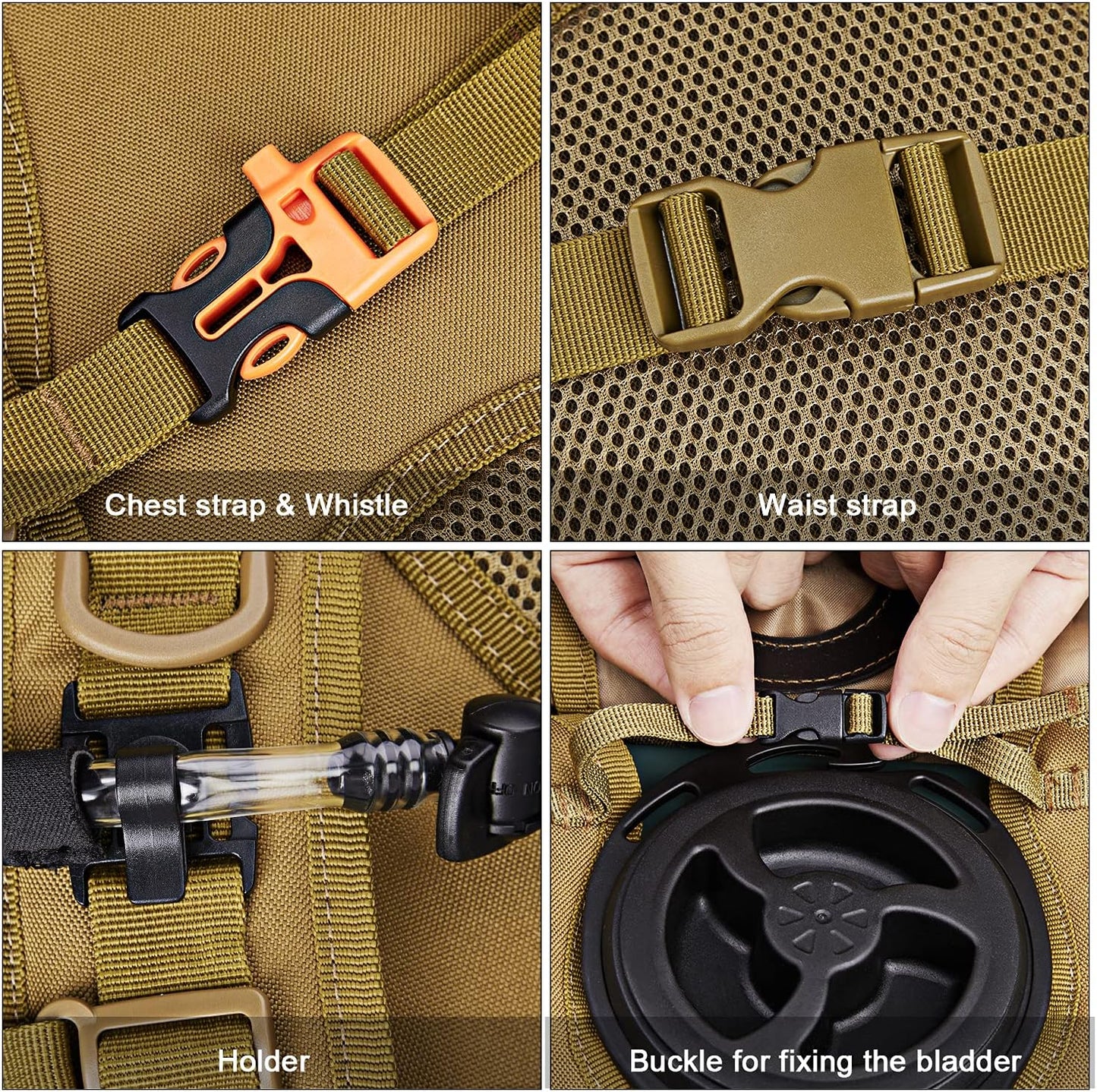 G4Free Military Tactical Hydration Pack Water Backpack with 3L Upgraded Bladder for Hiking Running Cycling