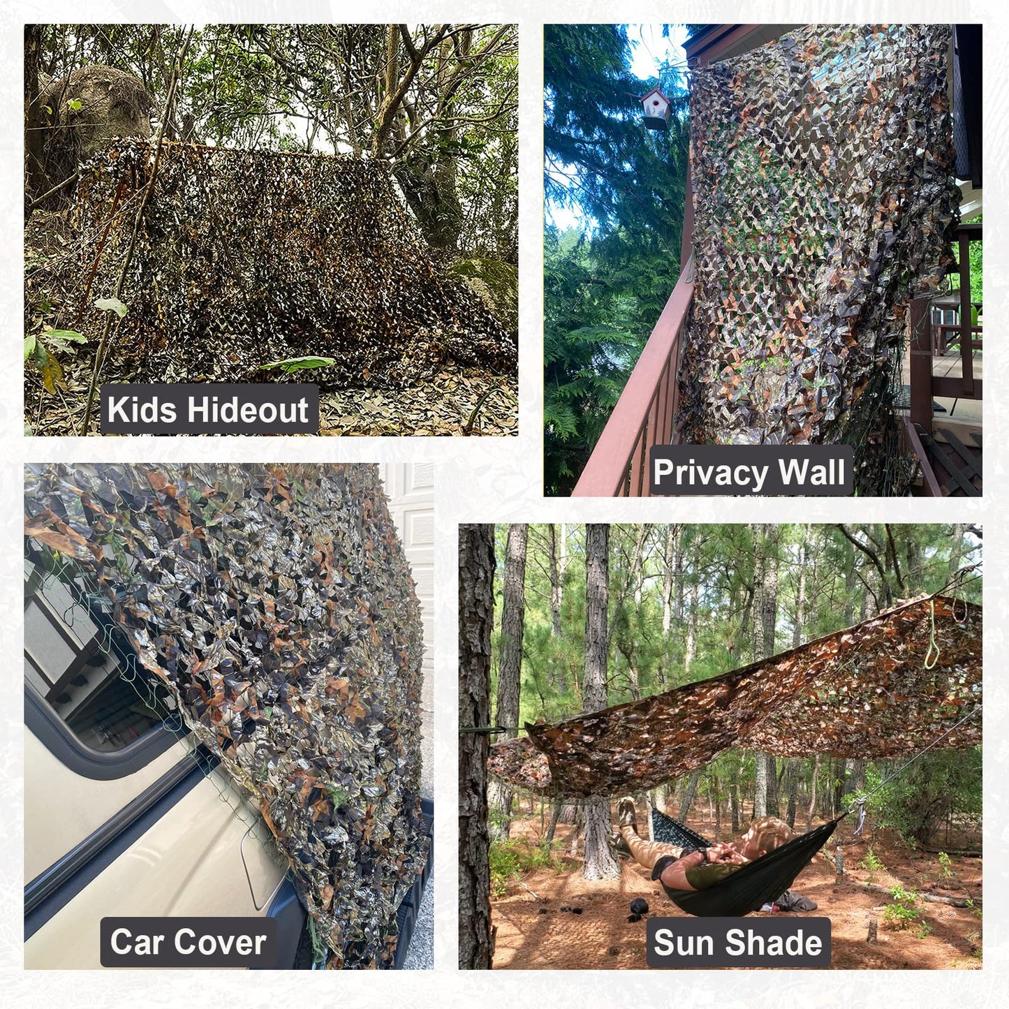iunio Camo Netting, Camouflage Netting, Quiet Hunting Blinds, Military Shade Netting, Lightweight, Noise-Free, Great for Duck Hunting, Turkey Hunting, Photography, Concealment, Covering 10ftx10ft
