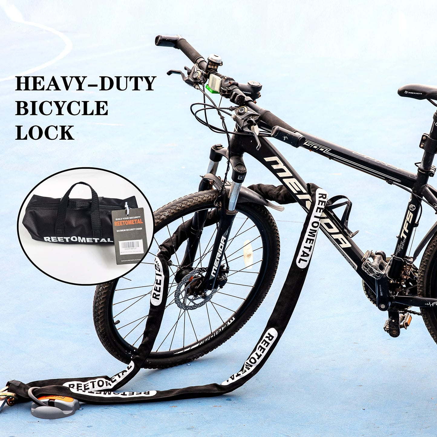 REETOMETAL Heavy Duty Security Chain, 6 Foot x 3/8" Thick Hardened Steel Cut Proof Anti-Theft Lock Chain for Motorcycles, Bicycles, ATVs, Trailers, Containers