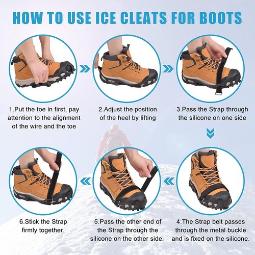 Ice Snow Traction Cleats for Shoes and Boots Non-Slip Crampon Snow Cleats for Winter Walking on Snow and Ice Boots Cleats for Men Women Walking Jogging Hiking