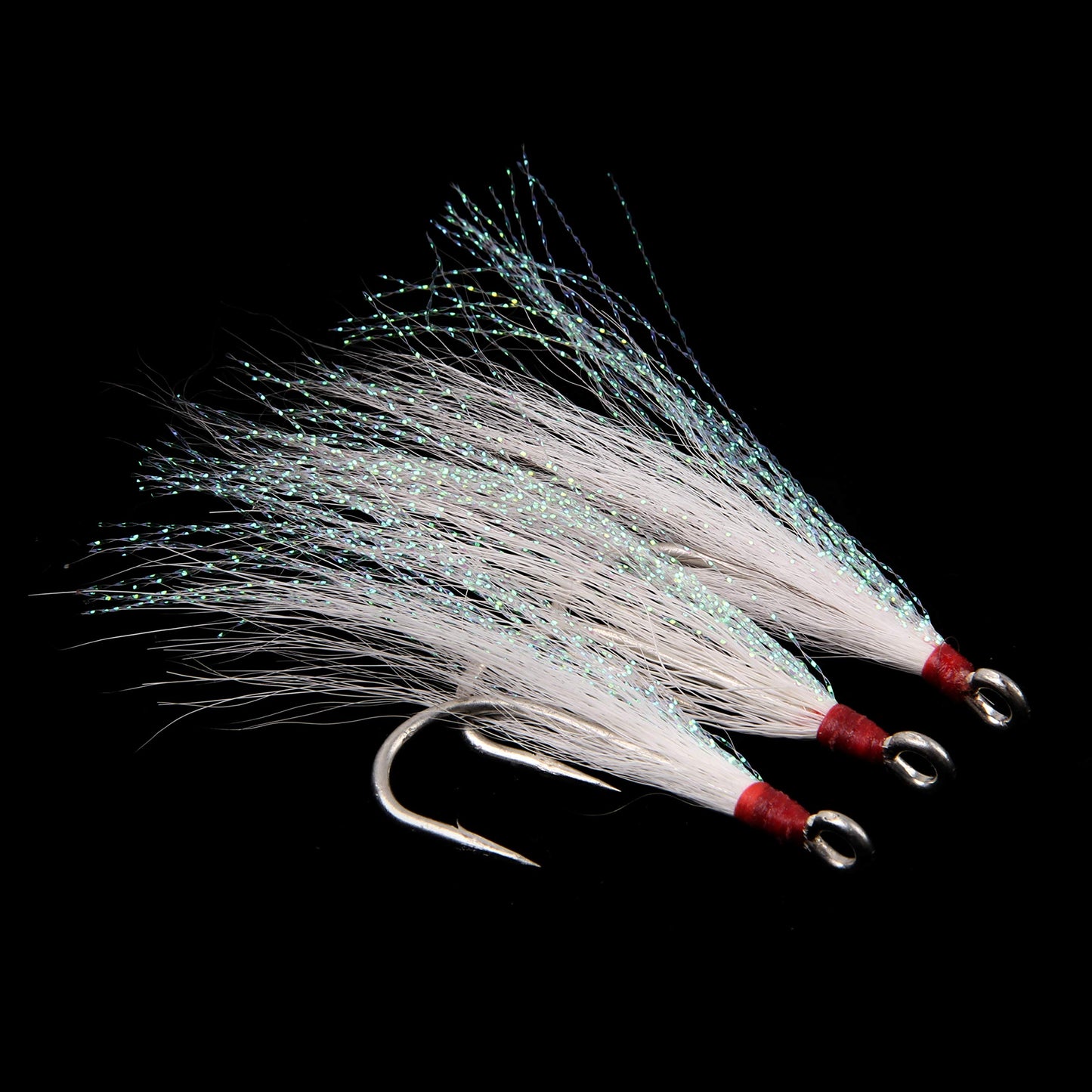 AGOOL Bucktail Teasers Fishing Hooks Saltwater Flounder Rig Stainless Steel Fishing Hooks Bucktail Mylar Teasers Inserted for Catfish Cod Flounder Hi/Lo Rig