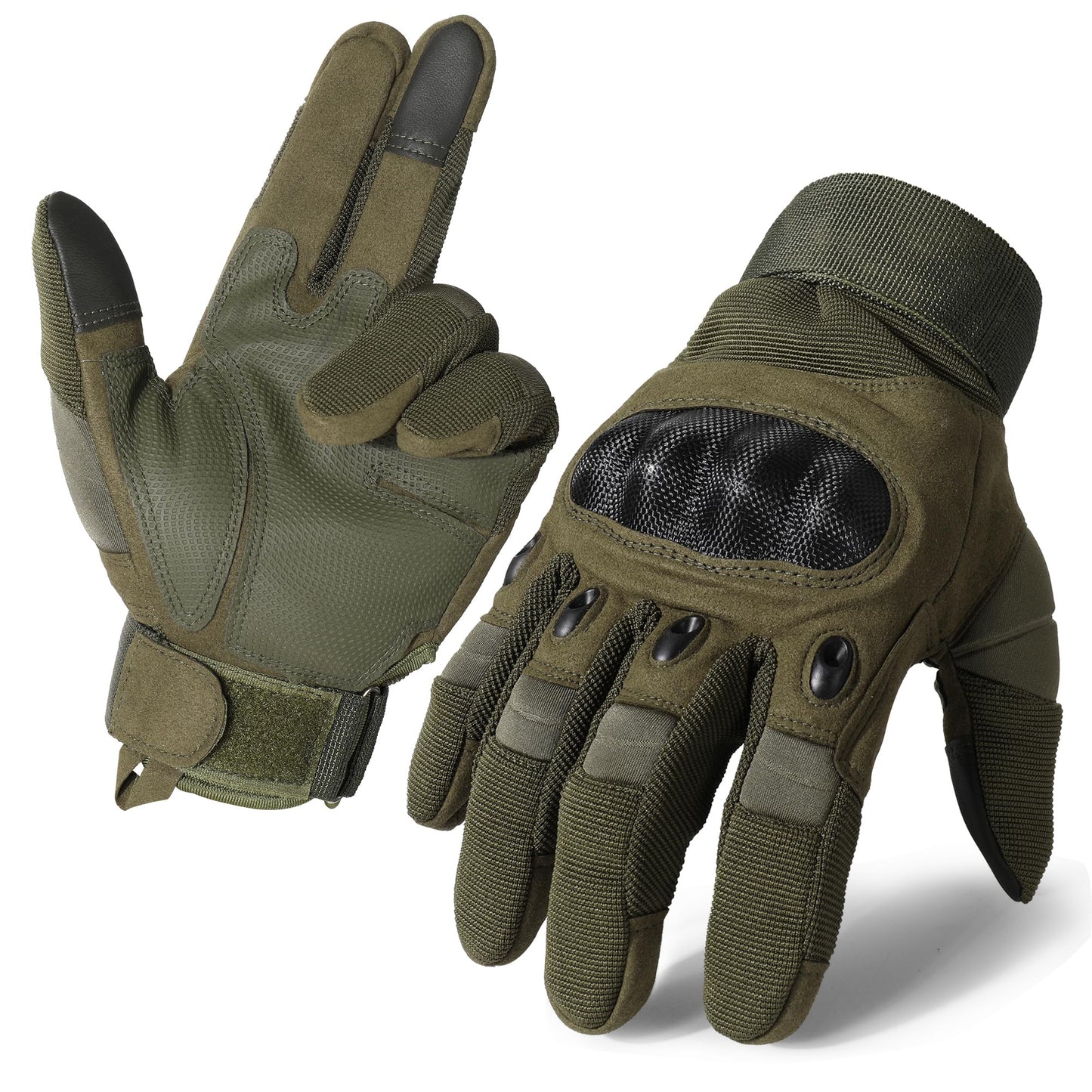 MVPTOO Touchscreen Padded Palm Gloves for Men Green Large