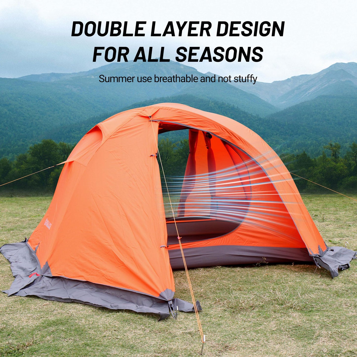 2 Person 4 Season Tent, Winter Camping Tent Ultralight Waterproof Camping Tent PU8000mm Easy Set Up for Winter, Cold Weather Outdoor Camping Hiking Family Mountaineering