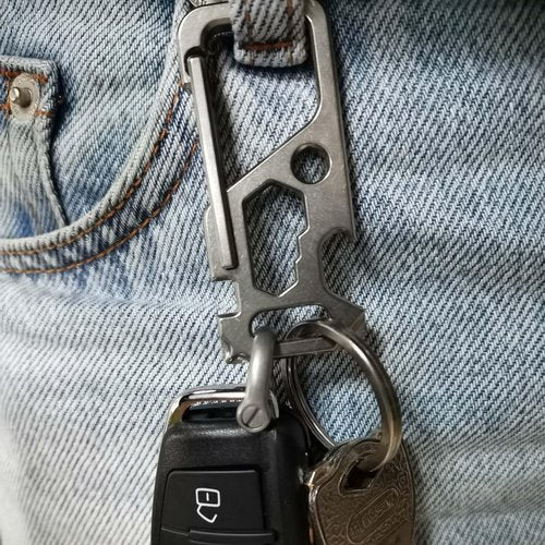 Titanium Carabiner Clip for Keys,Multifunctional EDC Keychain with Keyring,Backpack Accessory,Cool Gadget for Daily Use (04 Grey-Dring)