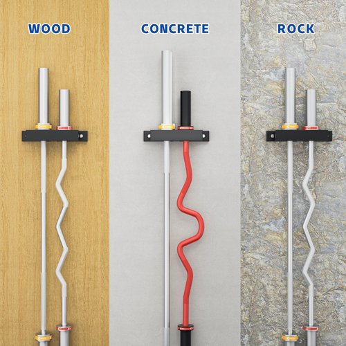 MIUONO Barbell Holder, Wall Mount Barbell Storage Hanger for Vertical Barbell Wall Rack, Garage Gym Olympic Bar Holder, Fits Under 40 mm Bar in Size, 2 Pack