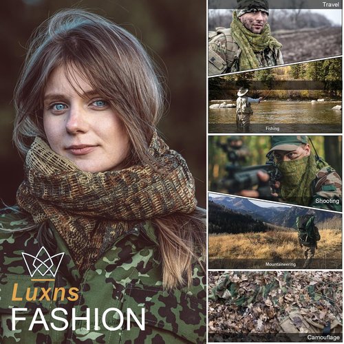 Luxns Sniper Veil Military Tactical Camo Scarf to Camouflage Head for Hunting Shooting Wargame Outdoor Activities/German Camo