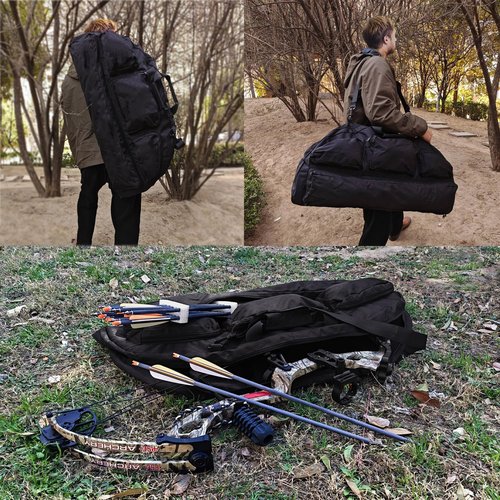 e5e10 Compound Bow Case Soft Bow Padded Case Light-Weight Bow Carry Bag with Arrows Pocket & 3 Multipurpose Storage Pockets Carrying for Archery Accessories (36", Black)