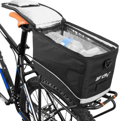 Insulated Bike Cooler Bag with Quick-Access Lid & Shoulder Strap - Reflective Saddle Bag for Groceries & Commutes