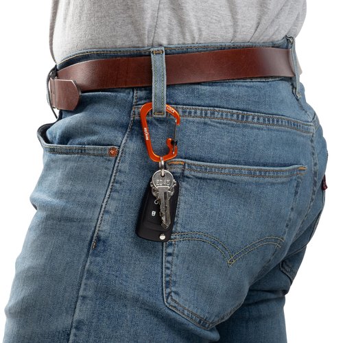 Nite Ize Aluminum SlideLock Carabiner - Daily Use & Lightweight Carabiner - Compact Aluminum Carabiner with Lock - Versatile Rectangular Carabiner - Size 3, Orange (4 Pack)