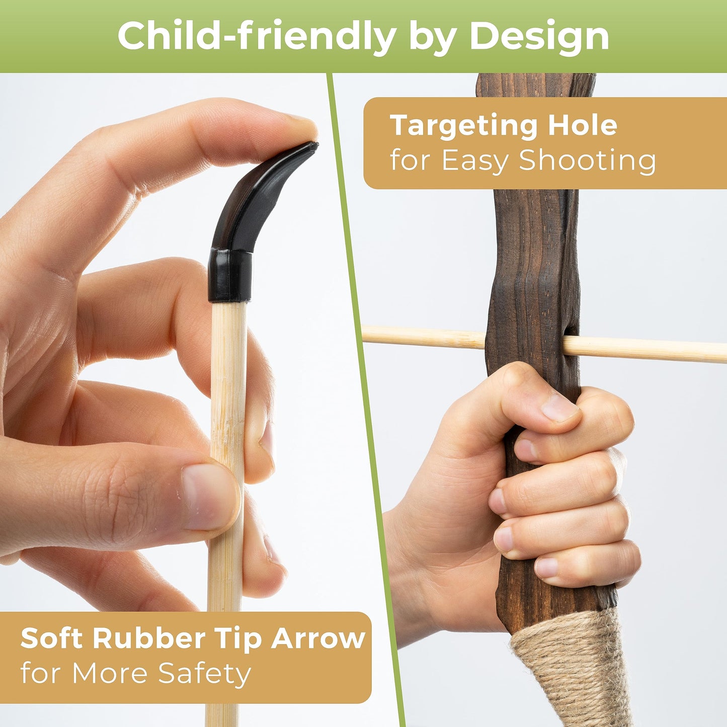 BOWRILLA® Wooden Bow and Arrow for Kids with 10 Arrows, Quiver, 3 Targets & Storage Bag | Kids Bow and Arrow Set for Right- and Left-Handers | Indoor and Outdoor Toys for Children Boys & Girls