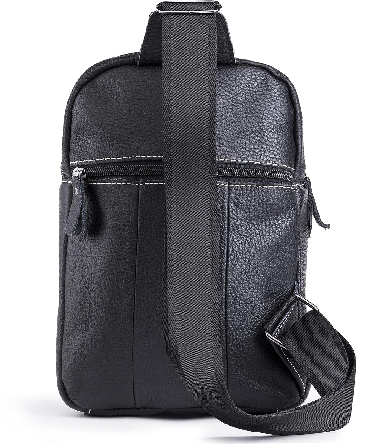 Chrysansmile Sling Bag for Men Black Crossbody Bags for Women Genuine Leather Cross Body Bag Mini Backpack for Travel Outdoor