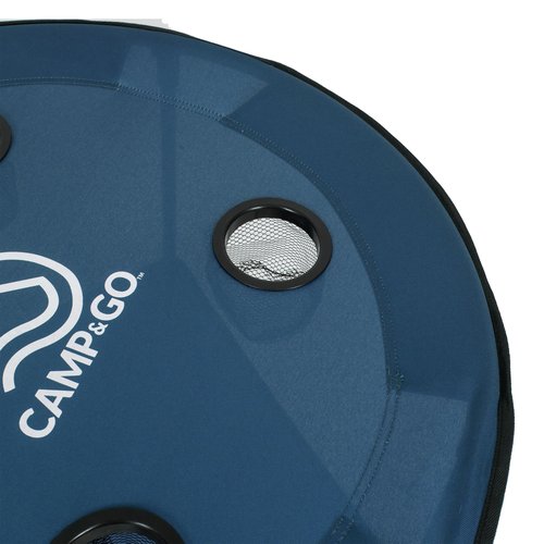 CAMP & GO 28" Round Lightweight Fabric Portable Folding Beach Cupholders Table, Slate Blue