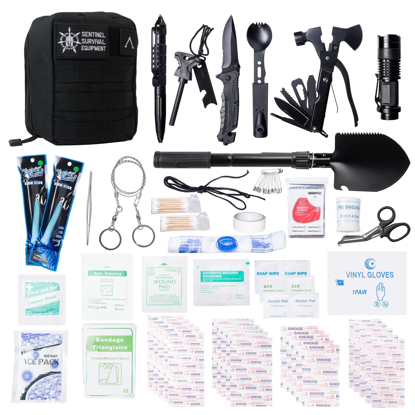320-Piece Survival Kit | Emergency Gear for Camping, Hiking & Disaster Preparedness | Essential Roadside Emergency Kit | Molle Compatible Bug Out Bag | First Aid, Tactical Tools & Survival Essentials