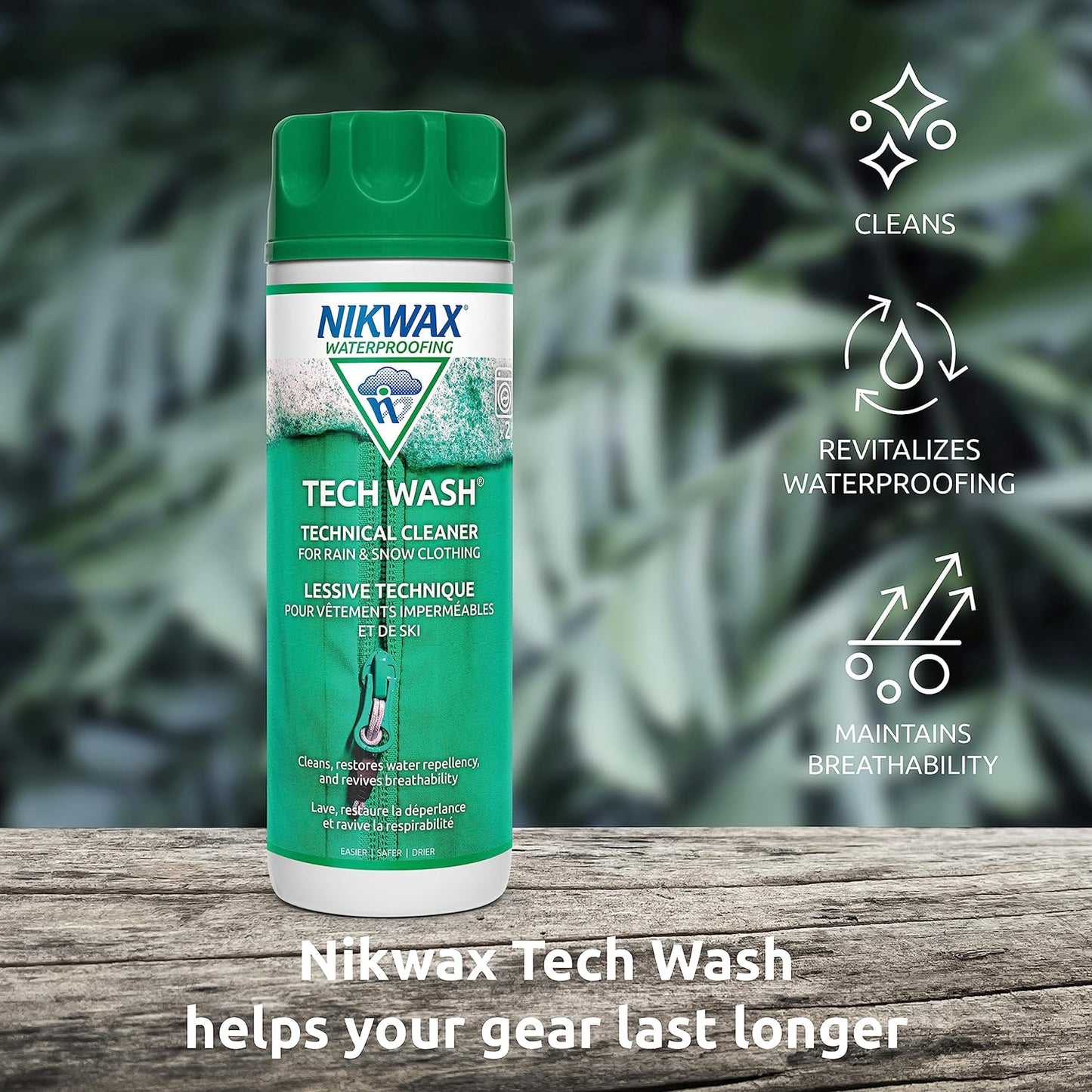 Nikwax Tech Wash,10 fl. oz., Nikwax Tech Wash Technical Cleaner for Jackets and Outerwear, Restores Waterproofing in Rain, Ski, and Snow Gear, Safe for Gore-Tex and DWR
