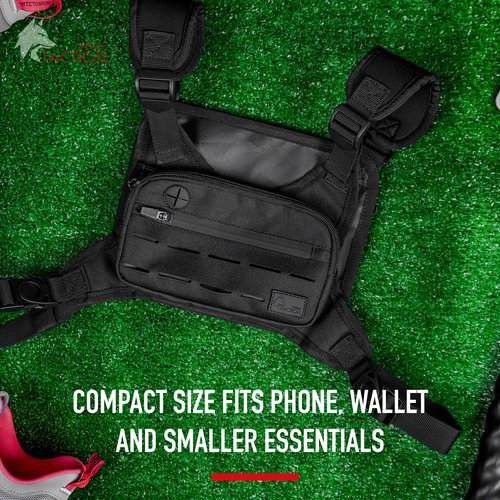 WOLF TACTICAL Compact Chest Pack Running Chest Bag For Men Running Vest Fanny Pack Chest Rig Running Bag, Black