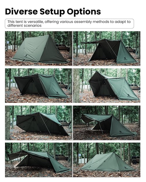 ROC Shield Canvas Hot Tent, Fire-Retardant Bushcraft Shelter with Tent Poles/Rain Cap