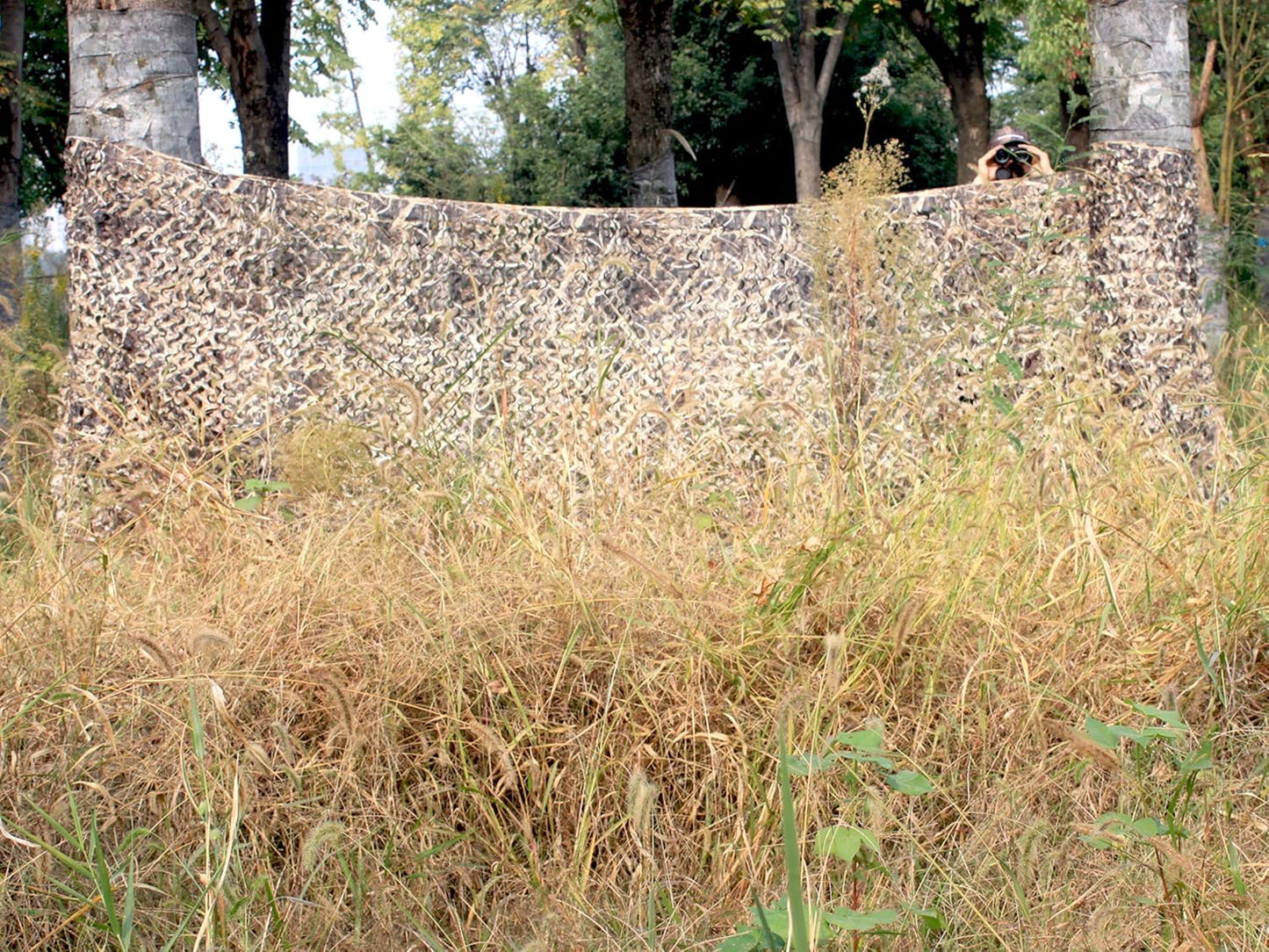 AUSCAMOTEK 300D Durable Camo Netting for Duck Hunting Blinds Brown 5ft×10ft/5ft×13ft/5ft×20ft