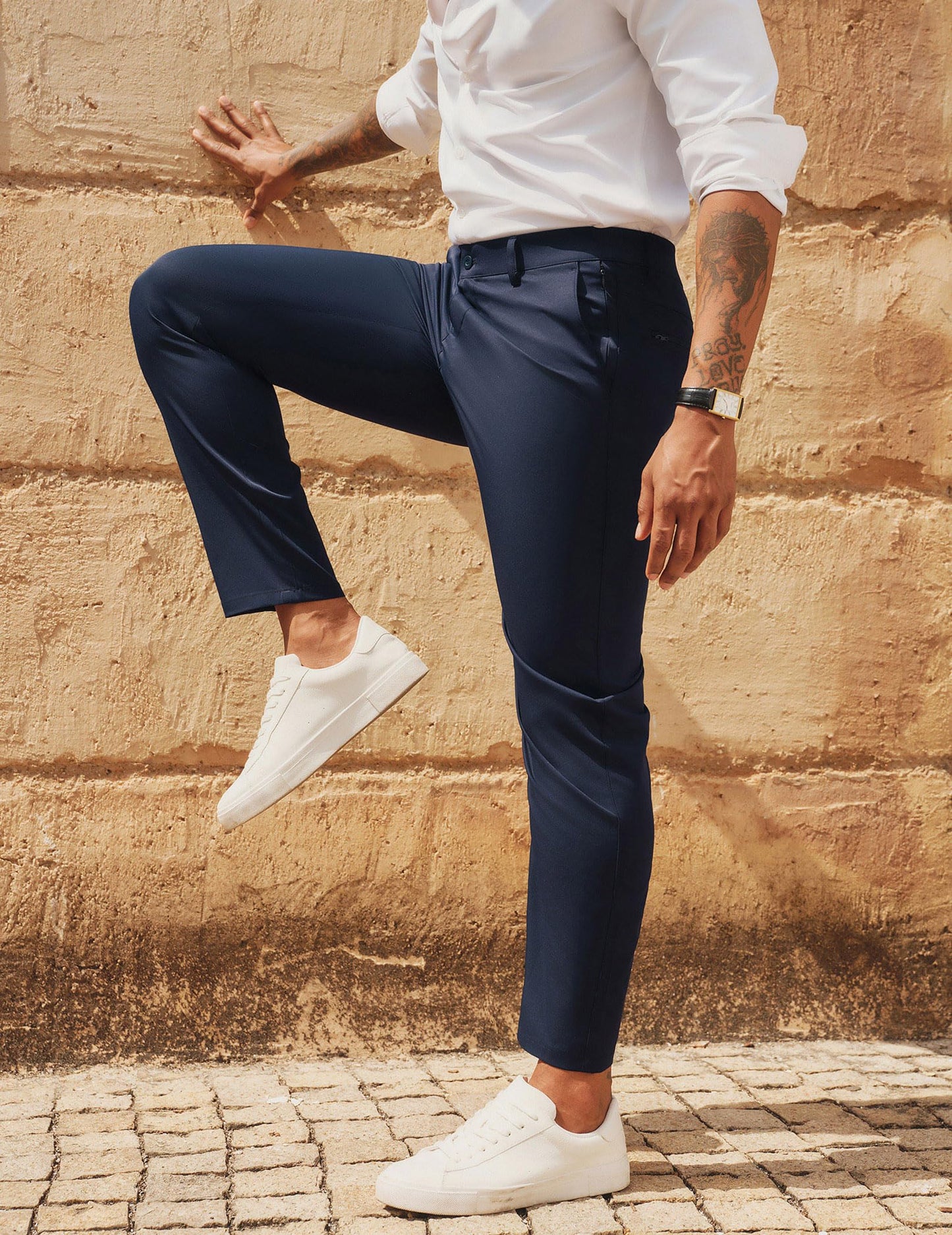 PJ PAUL JONES Golf Pant for Men Slim Fit Stretch Business Offices Dress Pants Casual Comfy Golf Pants Work Slacks for Men Navy Blue L