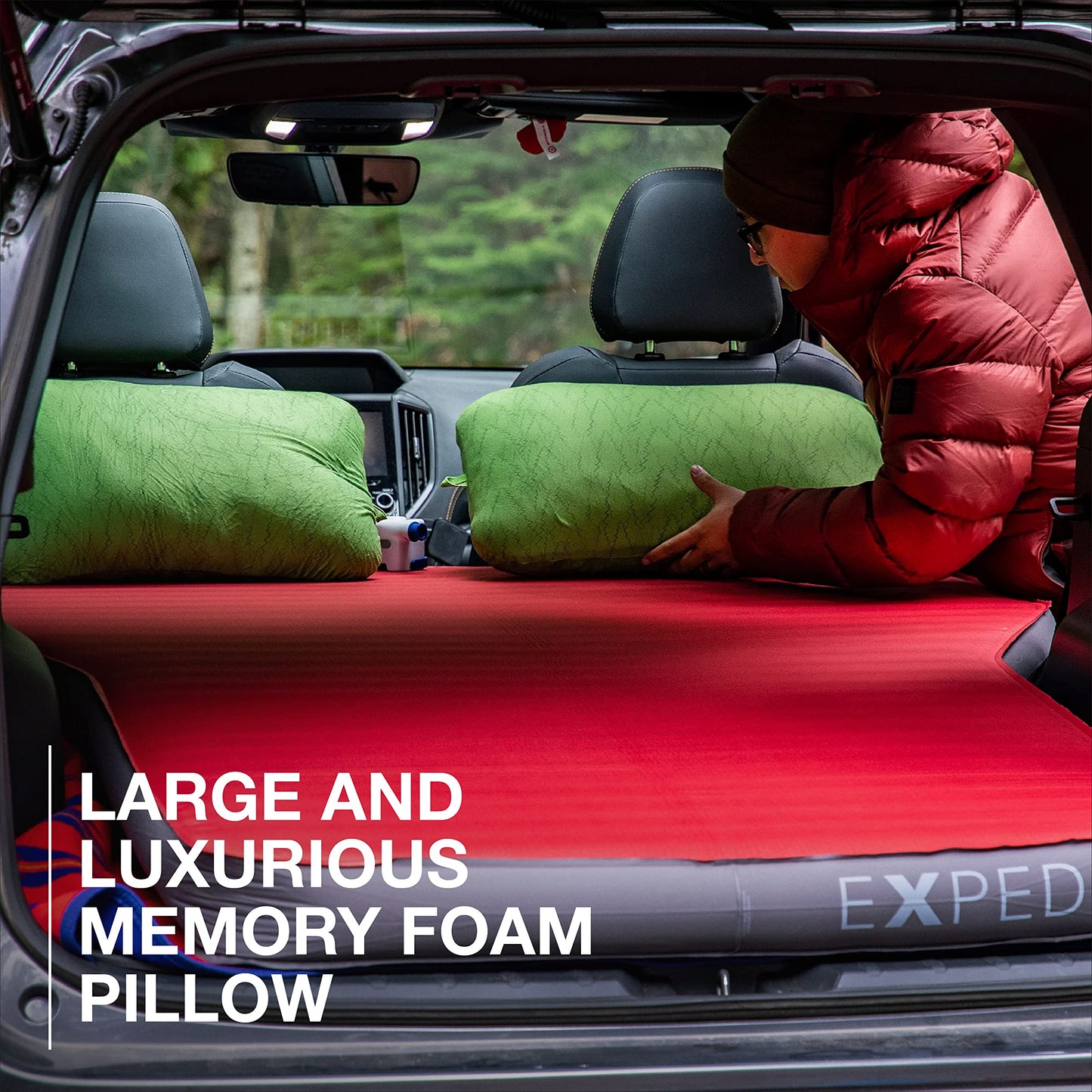 Exped Trailhead Pillow - Large Plush Memory Foam Travel & Camping Pillow, Blue Mountain Print