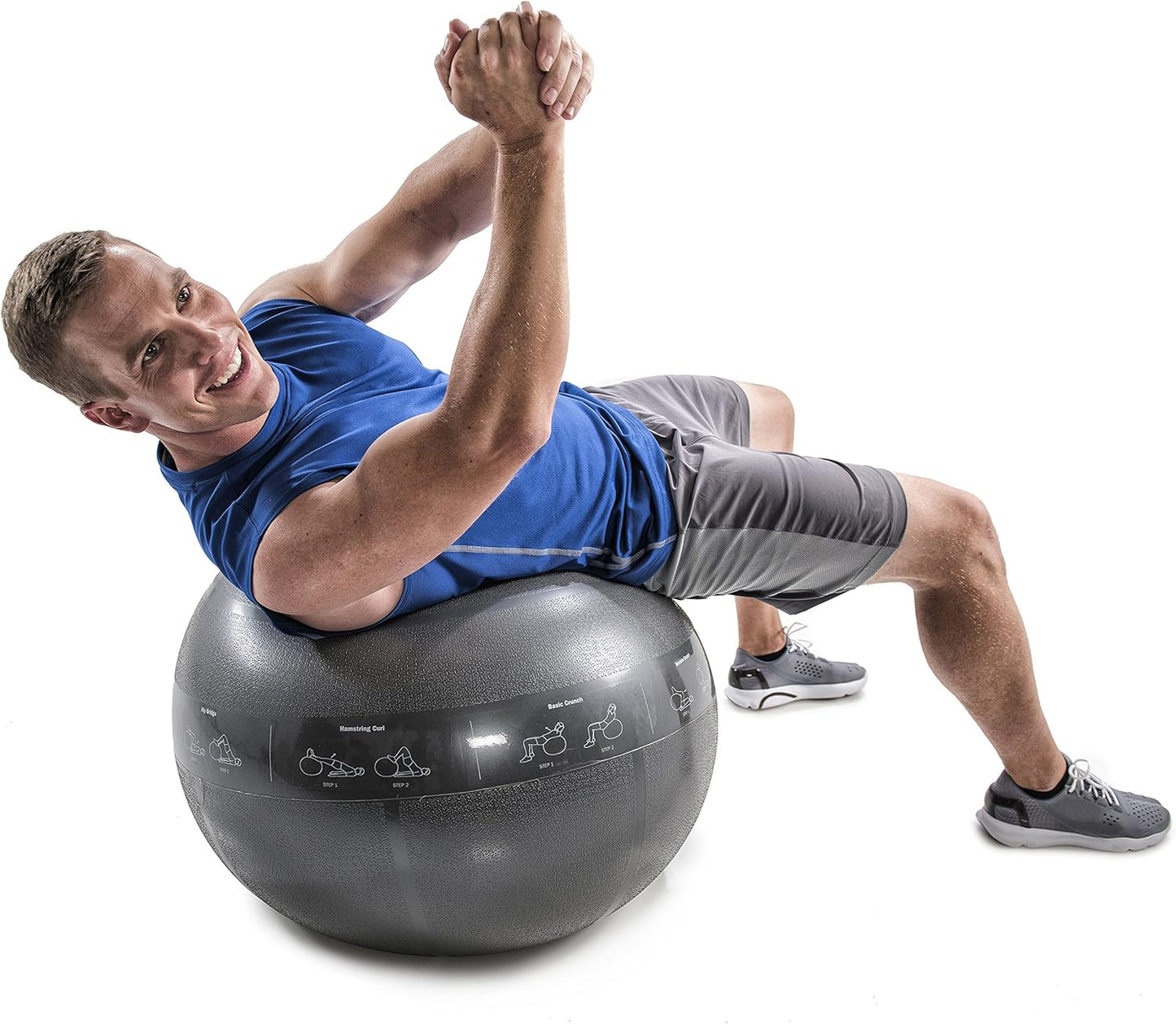 GoFit ProBall Stability Ball – Printed Exercise Ball for Yoga, Workout, Balance - Blue 55 cm,GF-55PRO