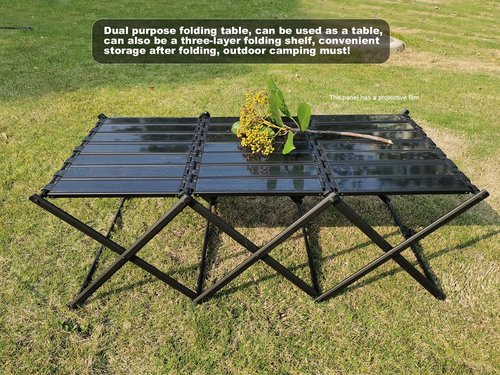 Portable Collapsible Table 3Tier Storage Racks Dual Purpose Folding Lightweight Aluminum Roll Up Large 3ft for Indoor Outdoor Picnic Backyard Camp Kitchen