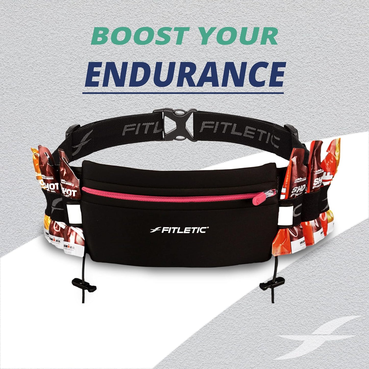 Fitletic Ultimate I Race Running Belt for Triathlons, Marathons – Water Resistant, Lightweight, Low Profile & Patented No Bounce- For Men & Women –– Ultra-Soft Dual Adjust Waist Belt- Fits All Phones