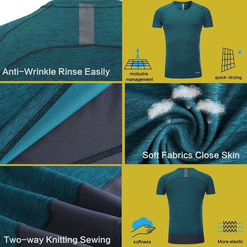 Mens Running Dry Fit T-Shirt Athletic Outdoor Short Sleeve Comfortable Sports Top