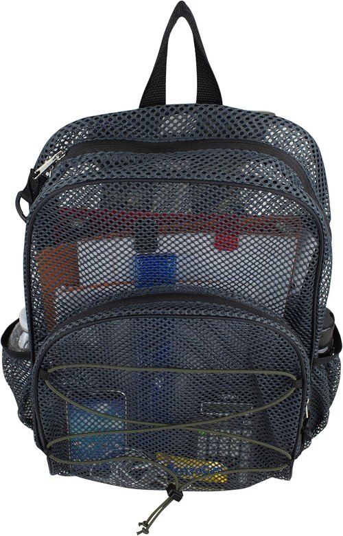 Eastsport Mesh Beach Backpack Lightweight See Through for Travel, College, Swim, Gym Bag, Black