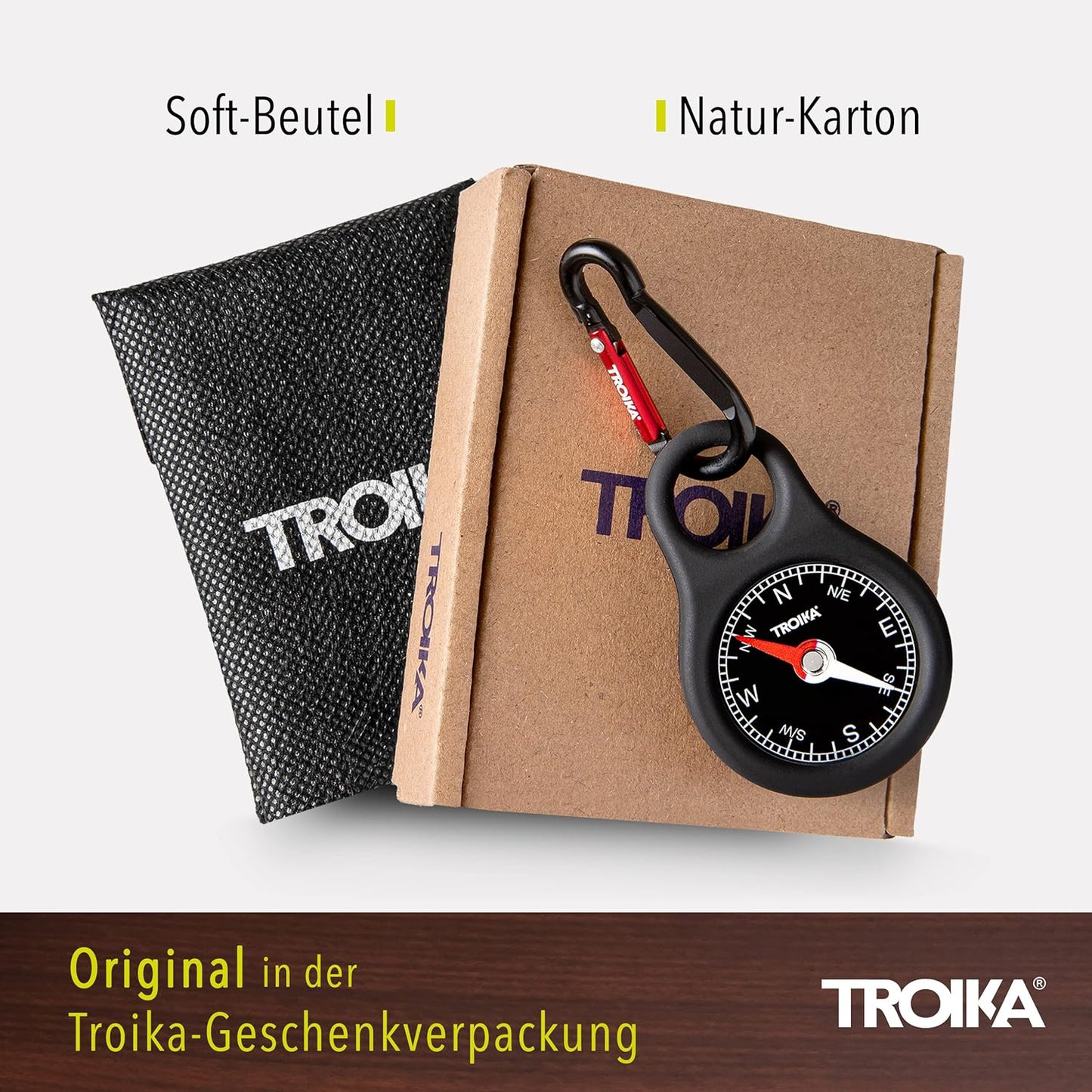 Troika Wegweiser, Item COS10/BK Pocket Compass with Carabiner Black