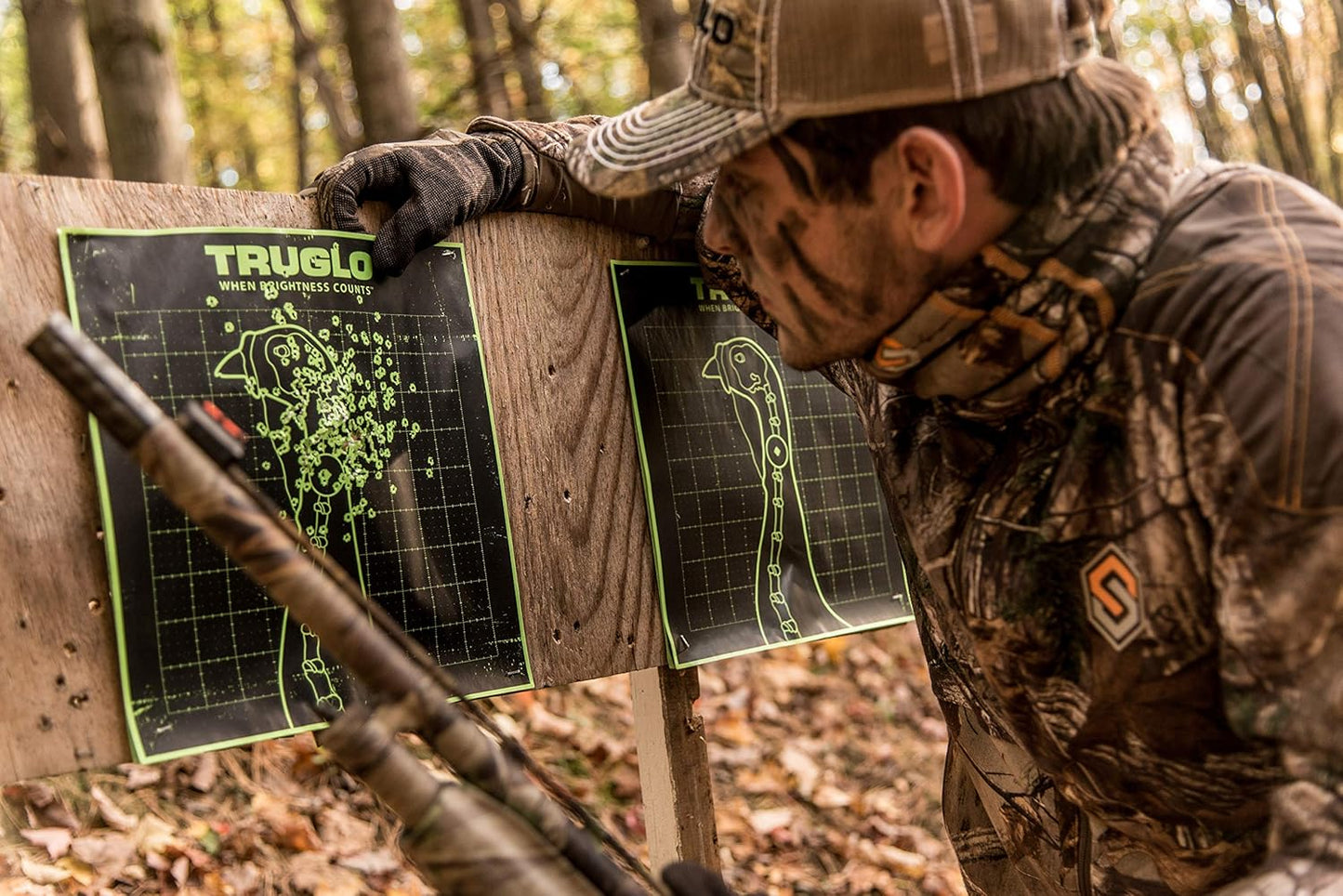 TRUGLO Bright Thru-See Splatter Florescent Self-Adhesive High-Visible Turkey Hunting Targets 12X12 with Increased Target Life, Available in 6-12-Pack Options