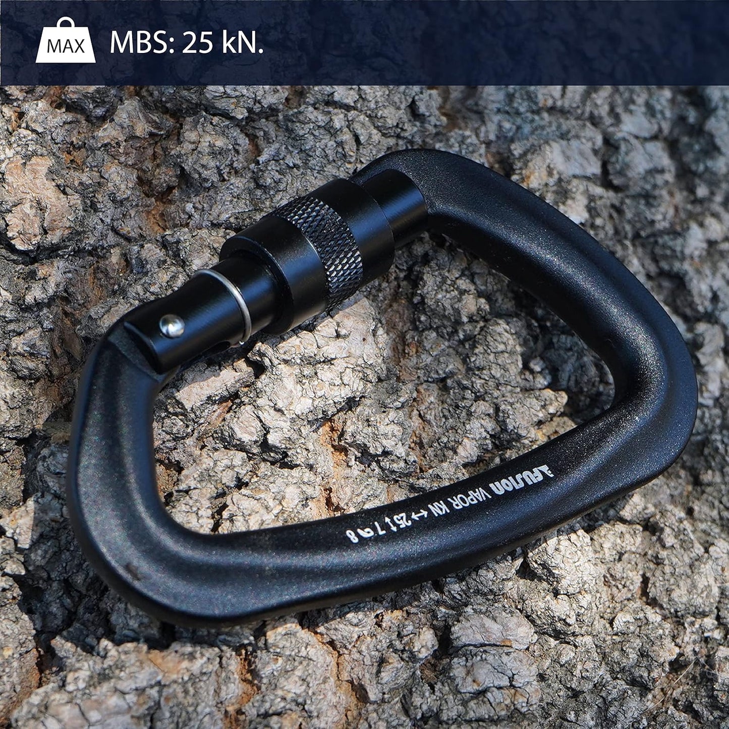FUSION Climb Vapor III Military Tactical Matte Edition Aluminum Straight Gate Key Nose Modified D Carabiner Black, Hunting Carabiner (FP-8122-3ST-BLK)