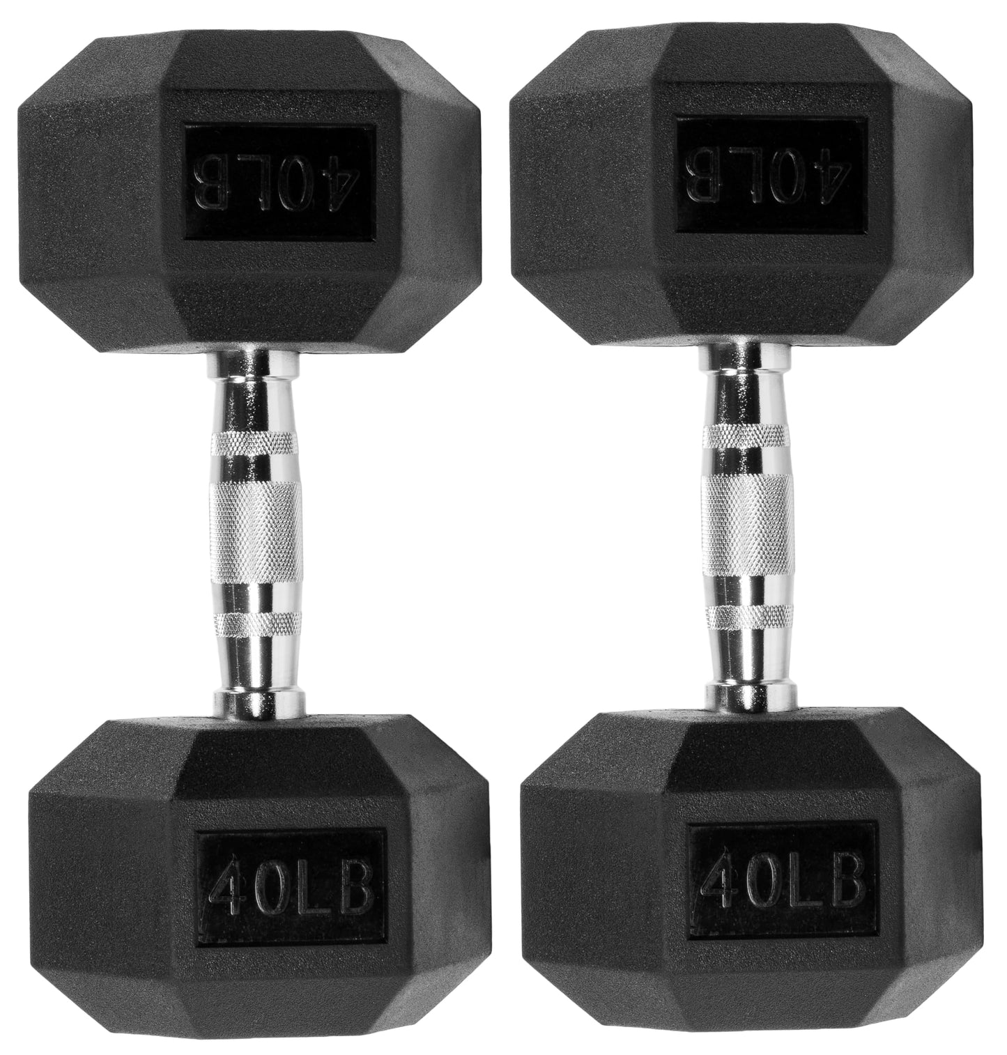 Fitvids Premium Rubber Encased Hex Dumbbell, 40LB Pair