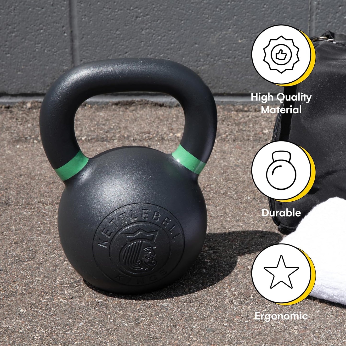 Kettlebell Kings Powder Coated Kettlebell Weights - 9-97 lb Strength Training Kettlebells for Men and Women - Hand Weights Workout Gym Equipment - Weights Set for Home Gym- New