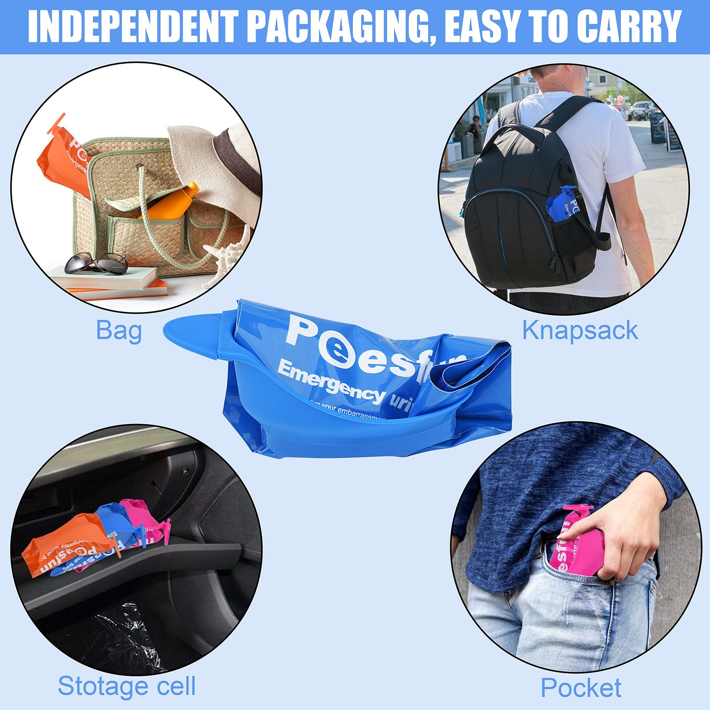 Disposable Urinal Bag, Upgraded 900ML Emergency Urine Bag, Pee Bags for Travel, Urinals Portable for Car, Universal Urinal Bag for Men, Women and Children, Essential for Outdoor Travel