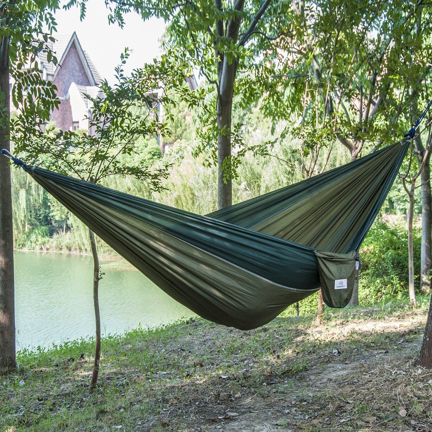 Portable Nylon Fabric Travel Camping Hammock Light Blue/Blue