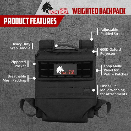 WOLF TACTICAL Weighted Backpack Rucking Backpack for Weight Plates Rucksack for Running Walking Strength Training