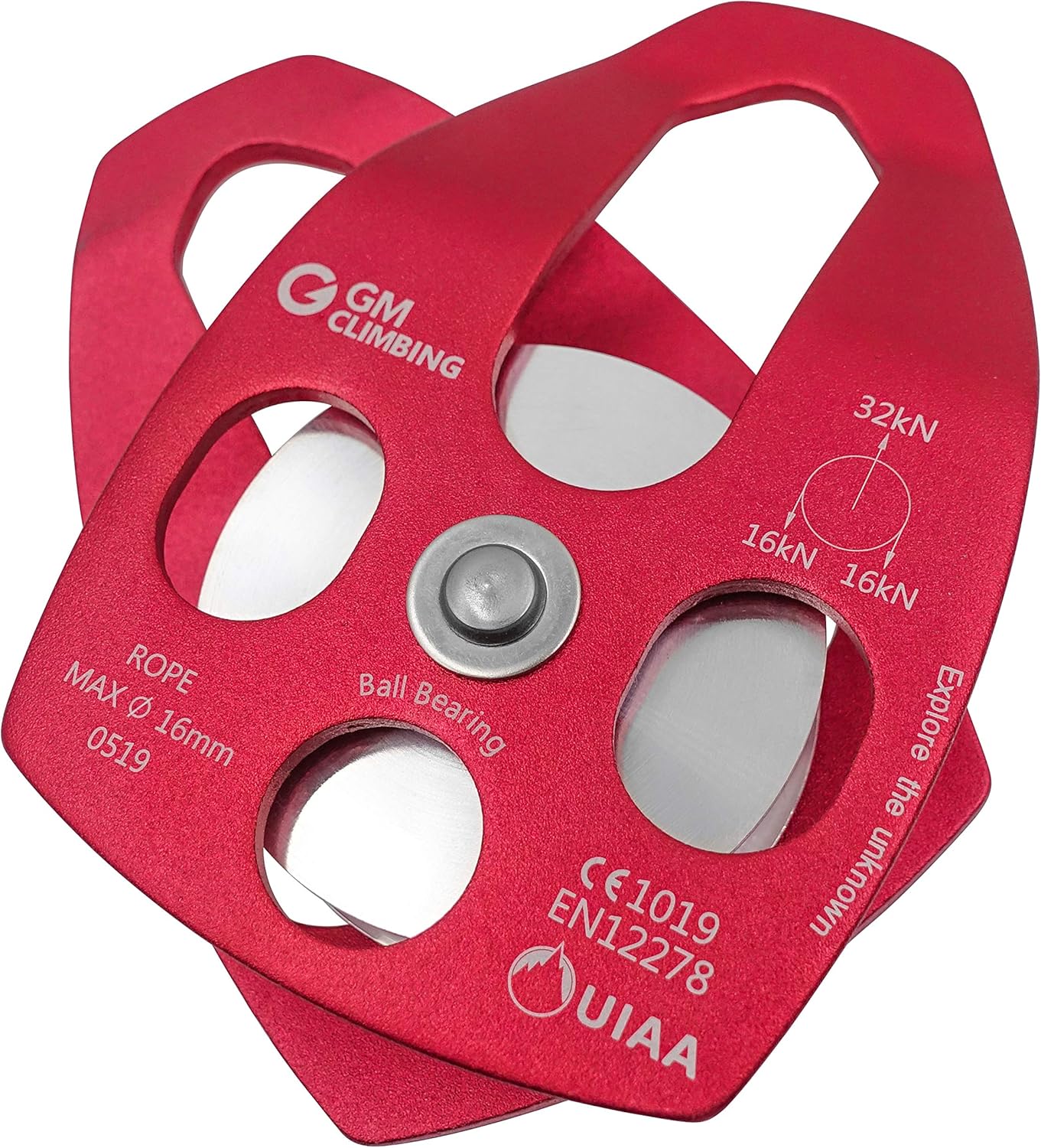GM CLIMBING Large Rescue Pulley 32kN Single Sheave with Swing Plate CE UIAA Certified