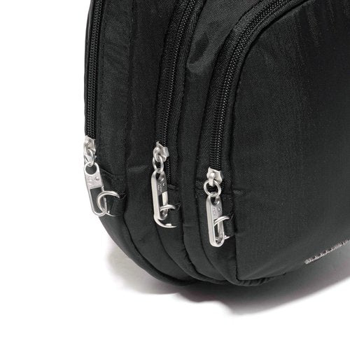 Baggallini Securtex® Anti-Theft Triple Zip Sling - Travel Backpack Sling Bag Crossbody - RFID Wallet Locking Zipper