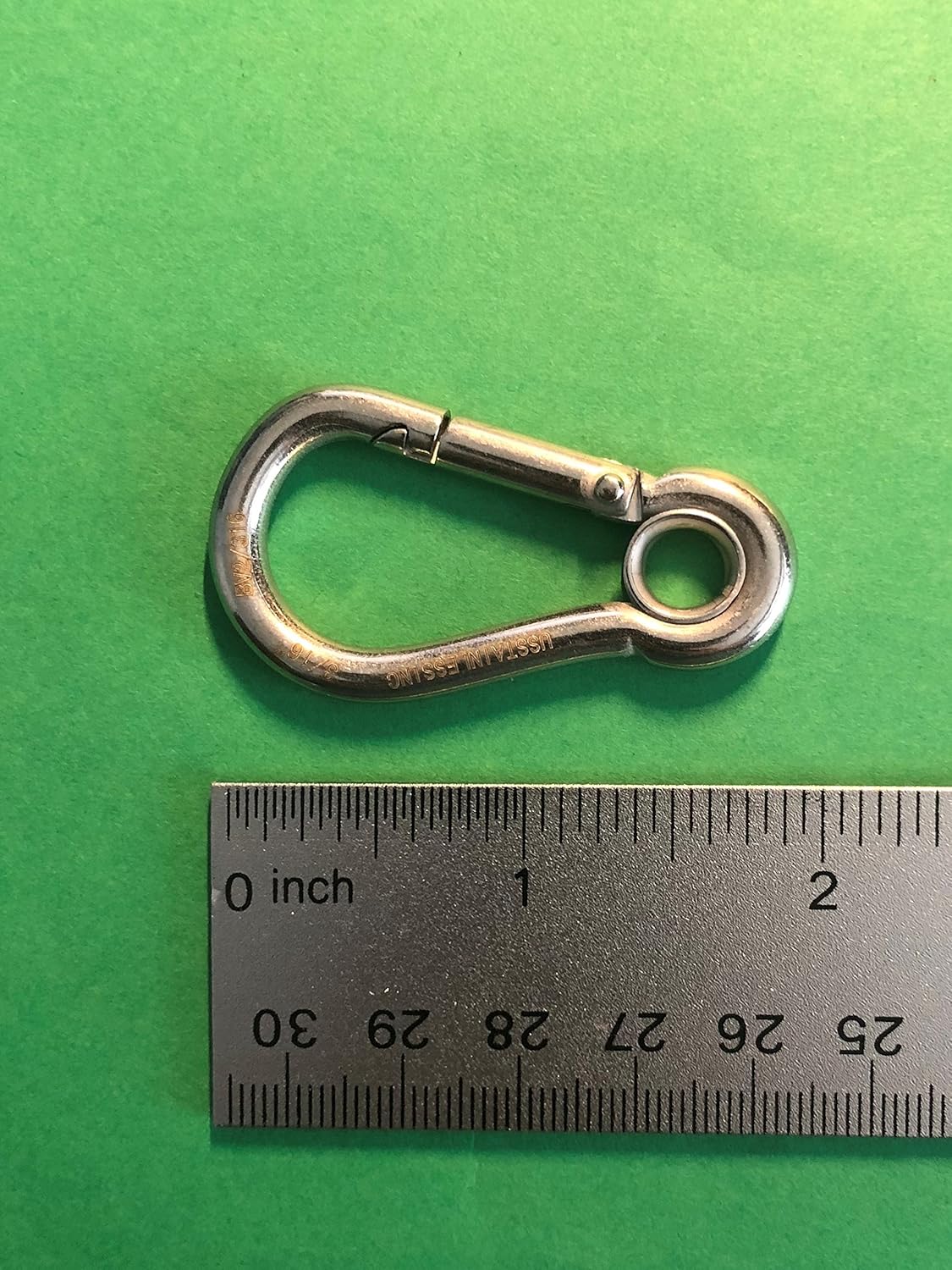 US Stainless 4 Pieces Stainless Steel 316 Spring Hook with Eyelet Carabiner 3/16" (5mm) Marine Grade