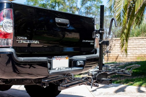 MaxxHaul 50027 Hitch Mount Bike Rack Platform - Style 2-Bike Rack for Cars Trucks SUVs Minivans with Hitch Tightener, Great For E-bikes With Standard Width Tires