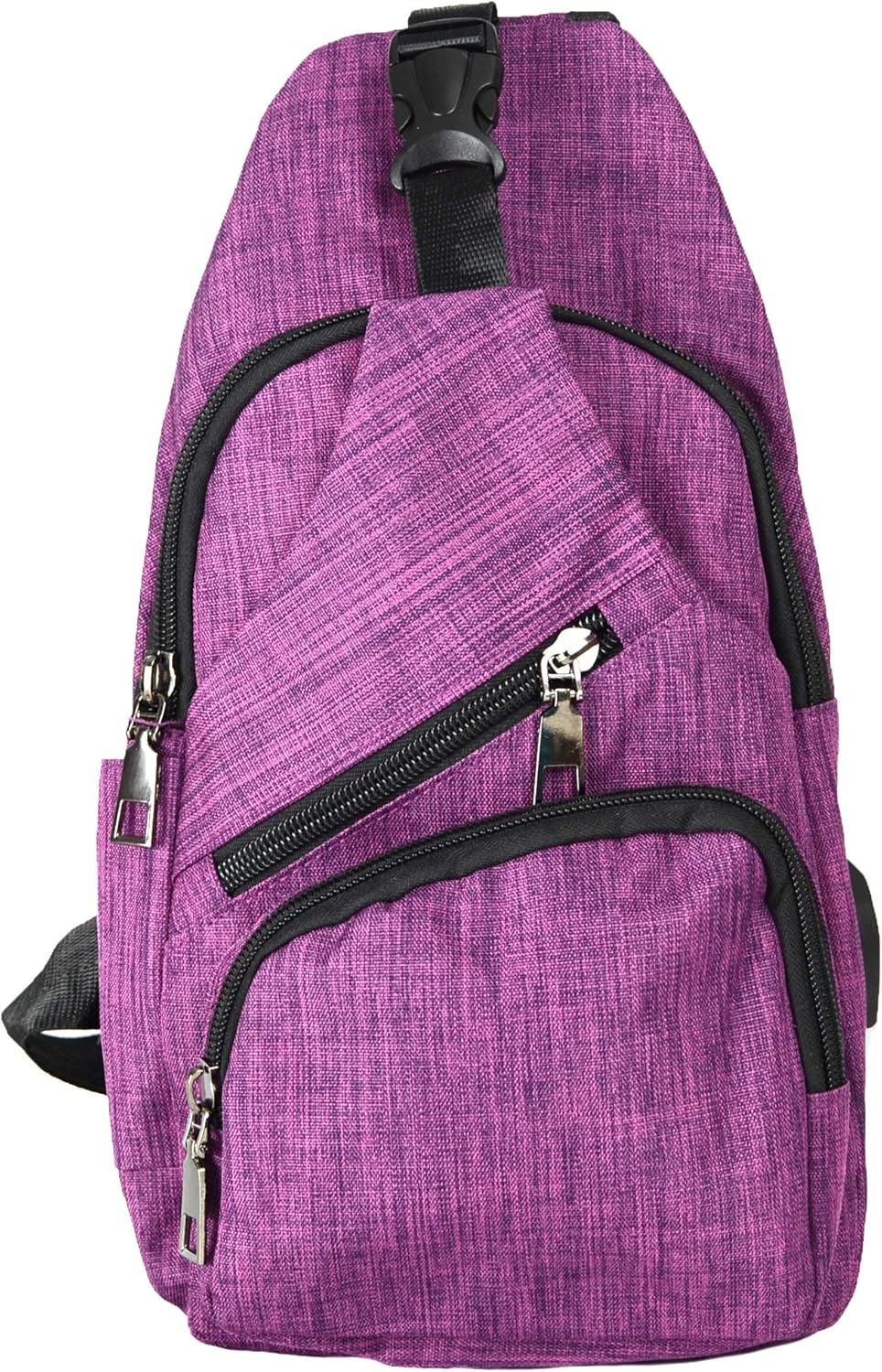 Anti-Theft Daypack Crossbody Sling Backpack, USB Charging Connector Port, Lightweight Day Pack for Travel, Hiking, Everyday, Regular, Black