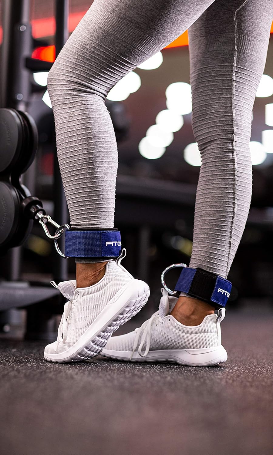 Fitgriff® Ankle Straps V2 for Cable Machine (2 Pieces) - Gym Workout Equipment - Leg Pulley Attachment, Kickback Straps