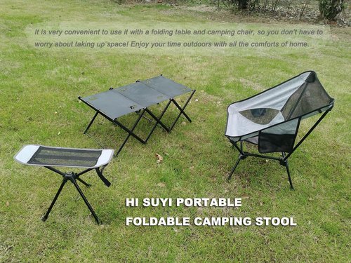 HI SUYI Portable Camping Chair Foot Rest Stool Lightweight Heavy Duty Folding Outdoor Picnic Beach Travel Fishing Backpacking,Durable 600D Oxford Cloth,Sturdy Aluminum Alloy Frame,with Carry Bag